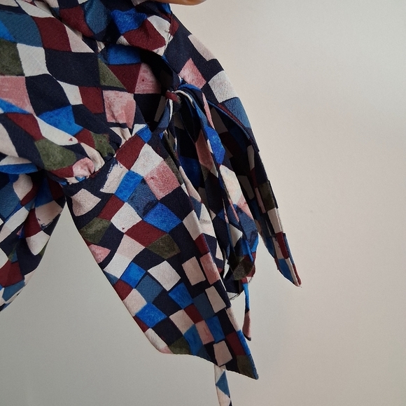 Tory Burch Kaylee Silk Dress Navy Prism  Size 0 - Picture 3 of 13